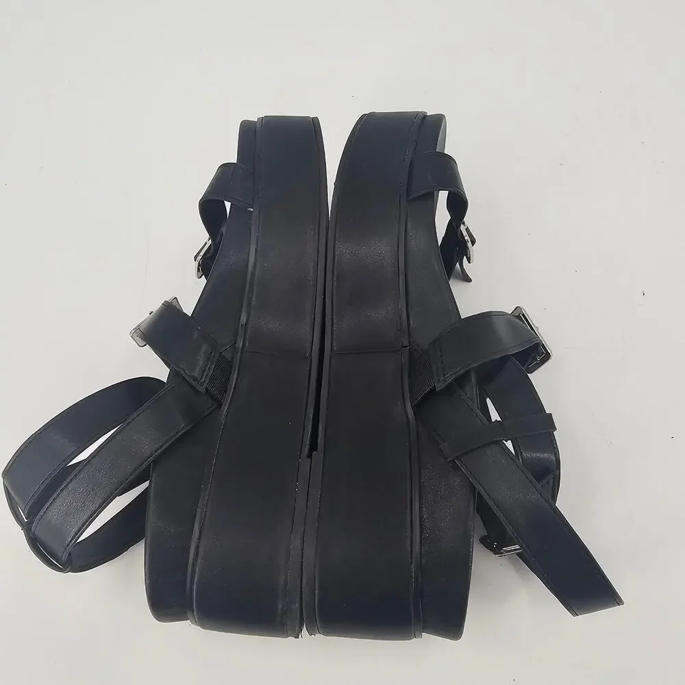 ASOS Black Trombone Platform Chunky Strappy Buckle Sandal Women's 8 Goth Punk - Picture 6 of 10